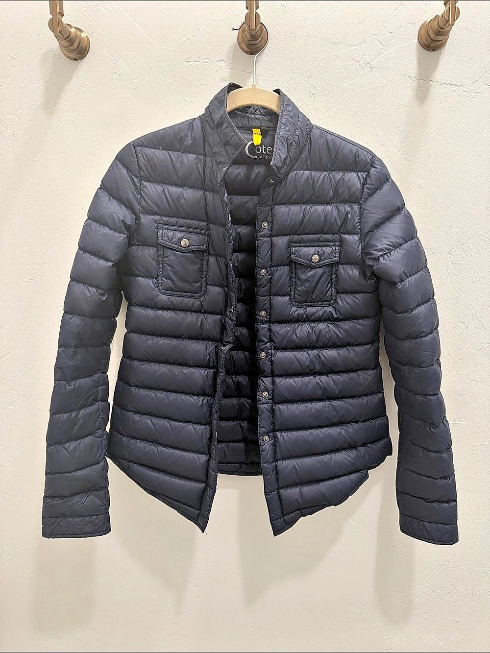 Cotes of London The Harrow Down Shirt Quilted Puffer Jacket in Navy
